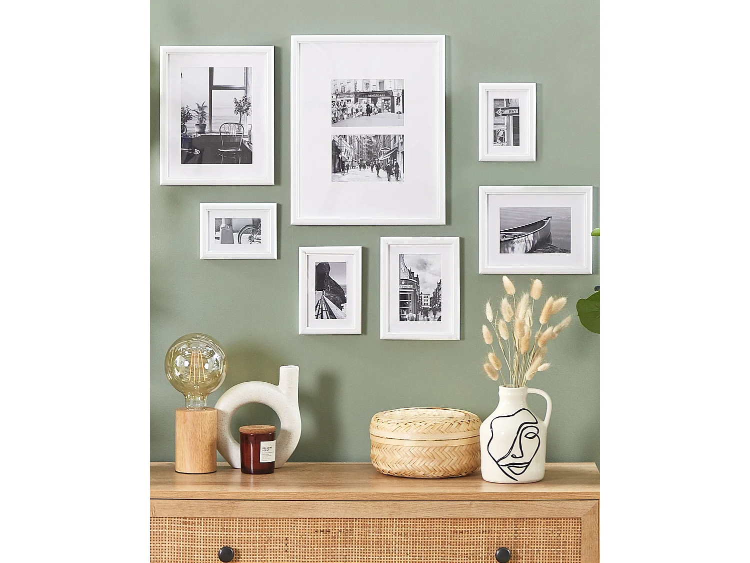 Conjunto de 7 molduras para fotografias ZINARE Motivo urbano Branco