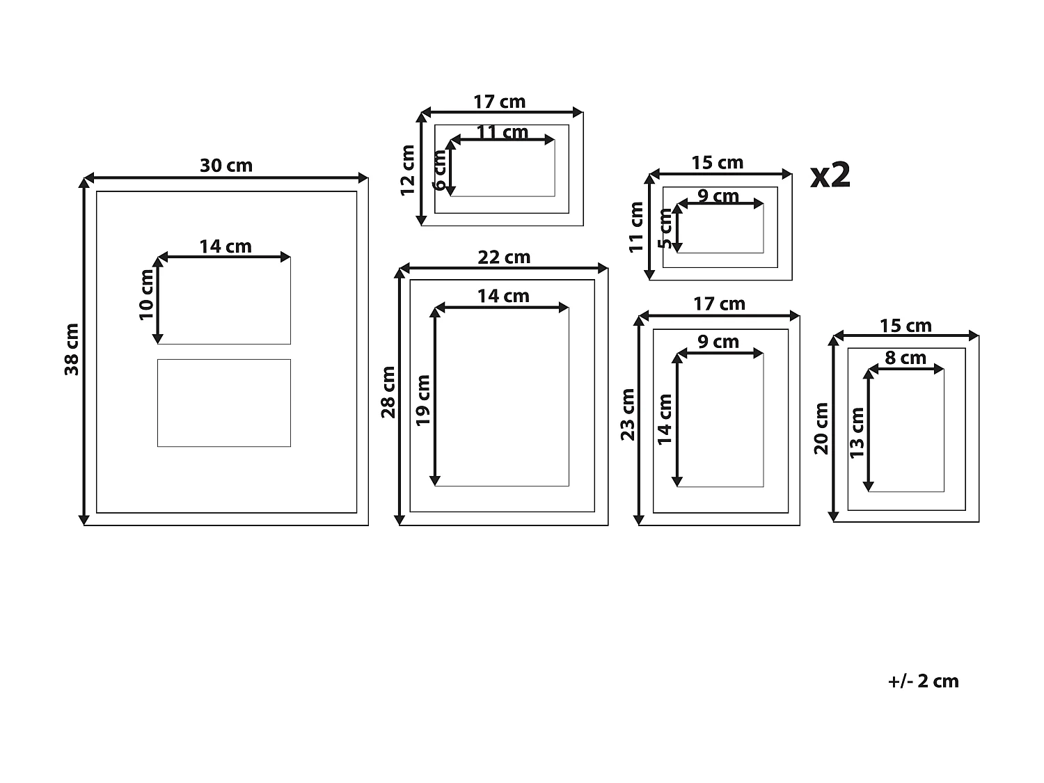 Lot de 7 cadres photo ZINARE Motif urbain Blanc