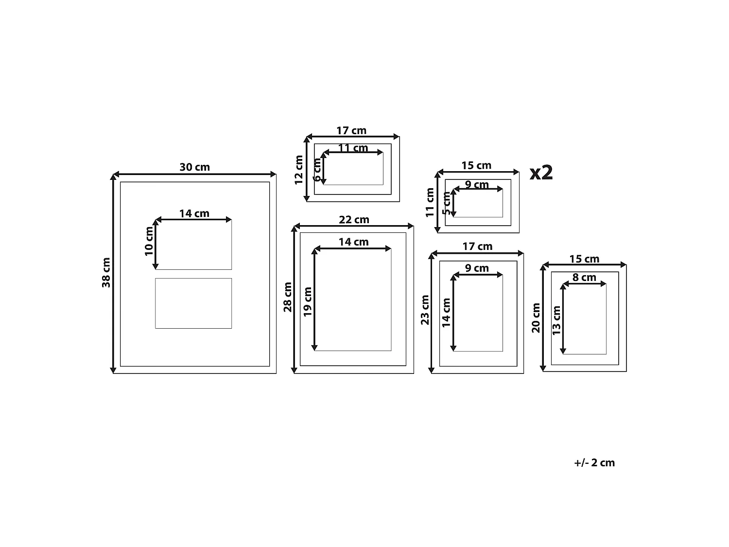 Set of 7 Photo Frames ZINARE Urban Motif White