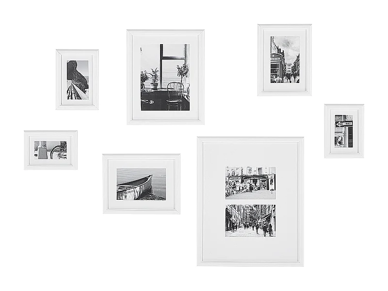 Lot de 7 cadres photo ZINARE Motif urbain Blanc