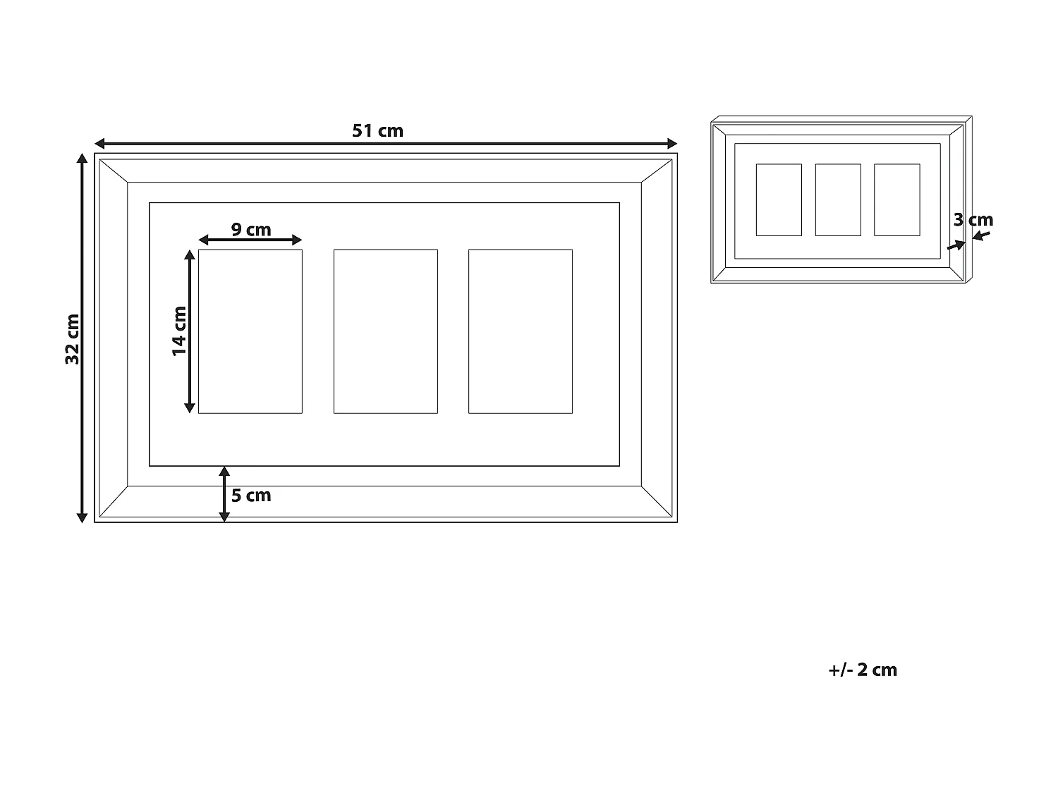 Marco para 3 fotos DALABA Plateado