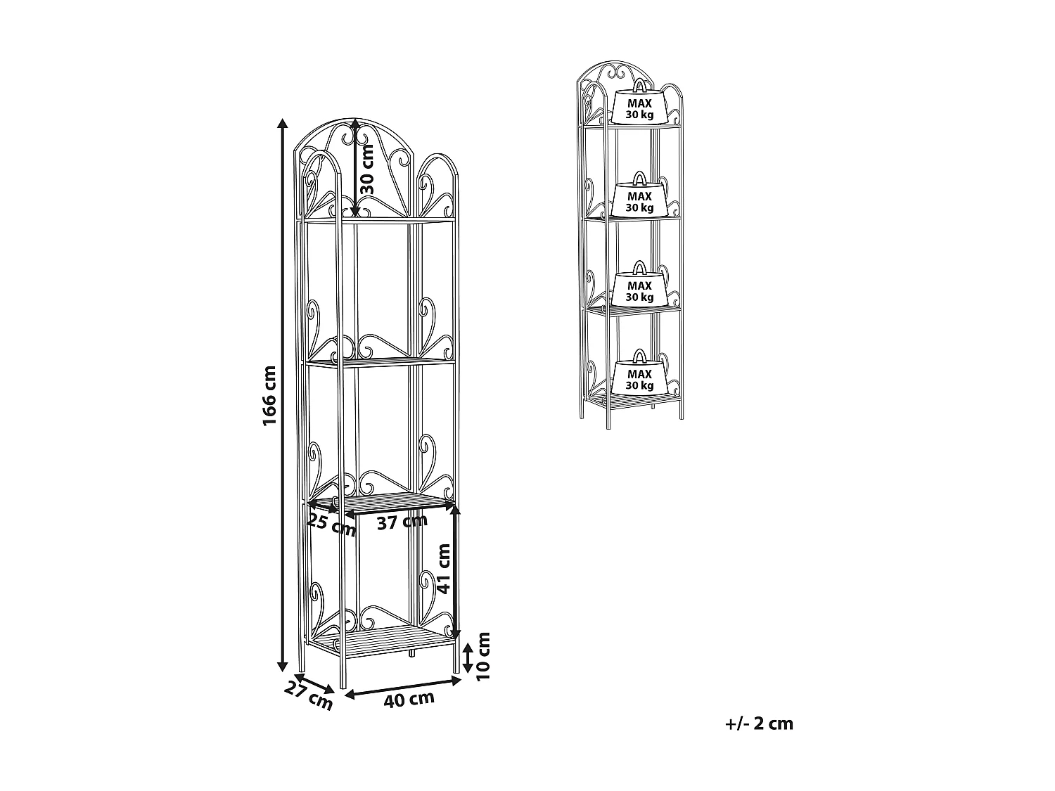 Estante metálica branca com 4 prateleiras VALDIVIA