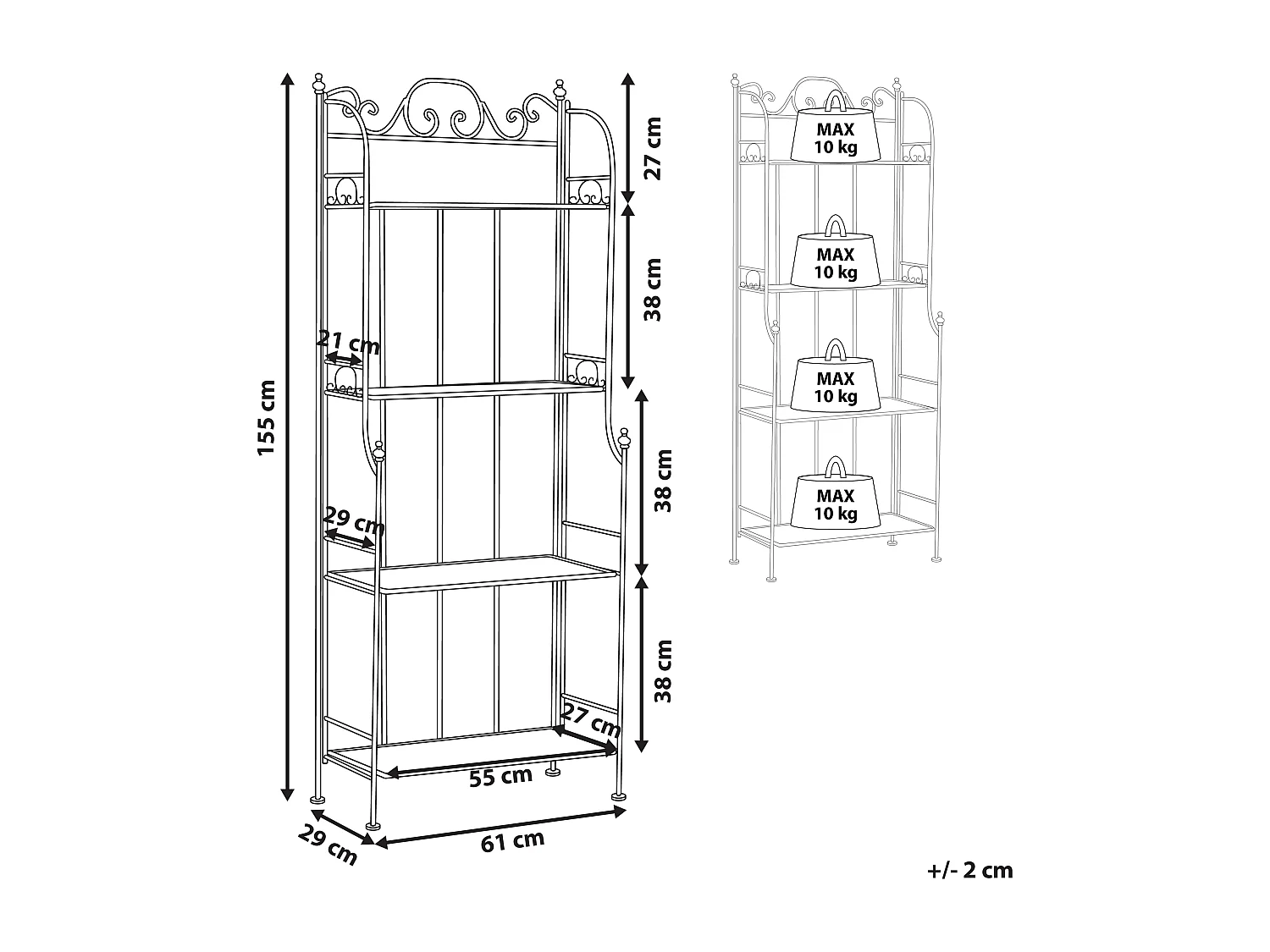Meuble de rangement ISERNIA Métal 61 cm 29 cm Noir