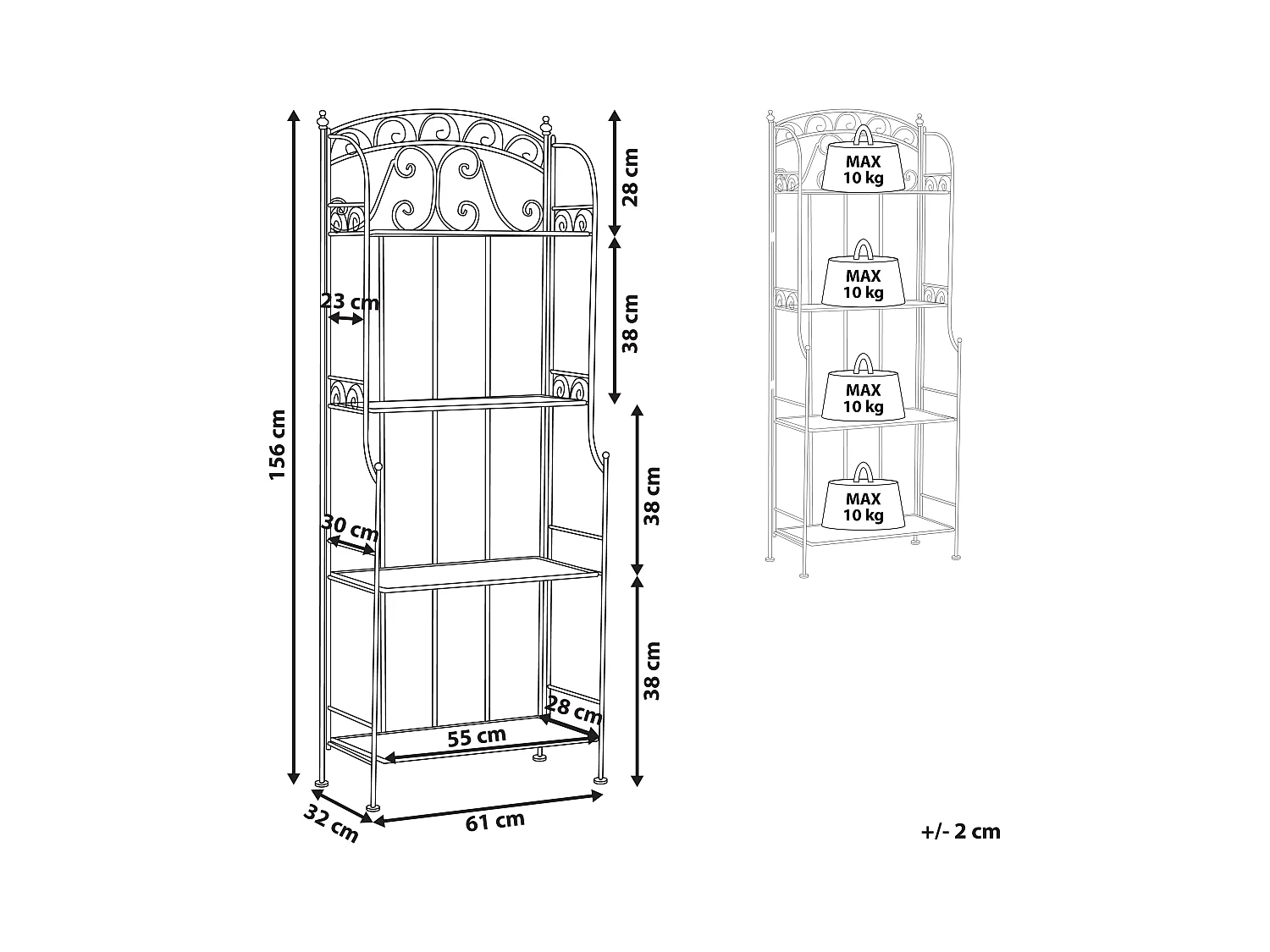 Meuble de rangement PADUA Métal 61 cm 32 cm Blanc