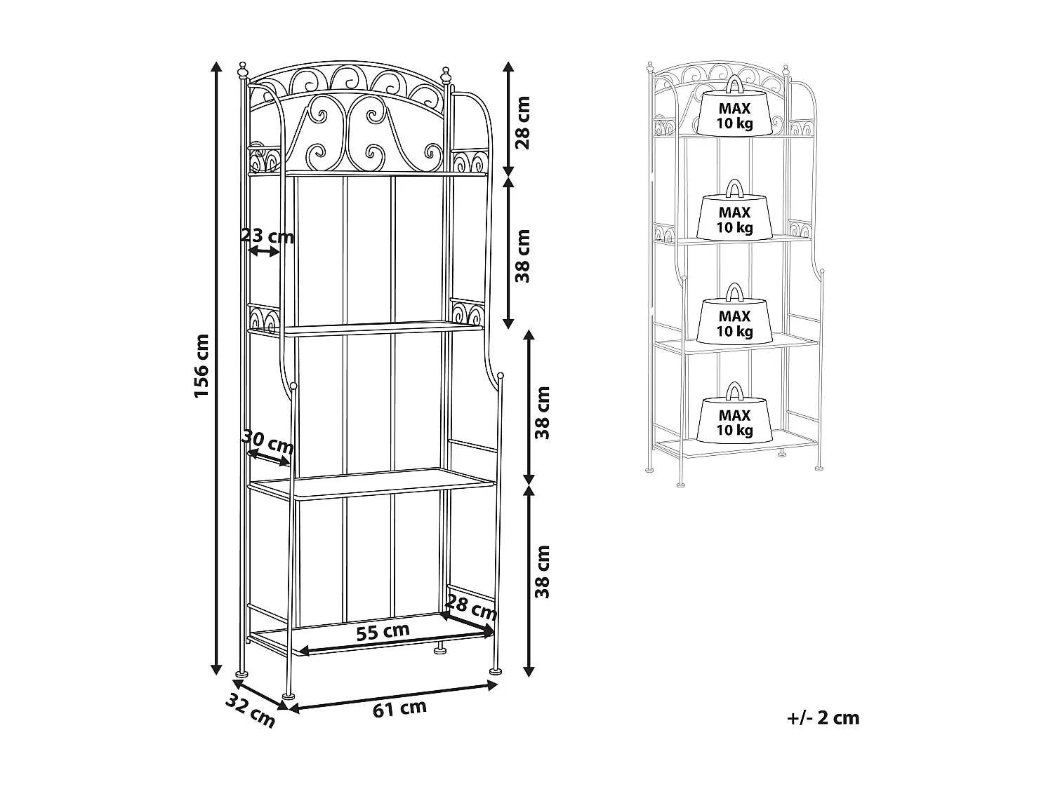 Meuble de rangement PADUA Métal 61 cm 32 cm Blanc