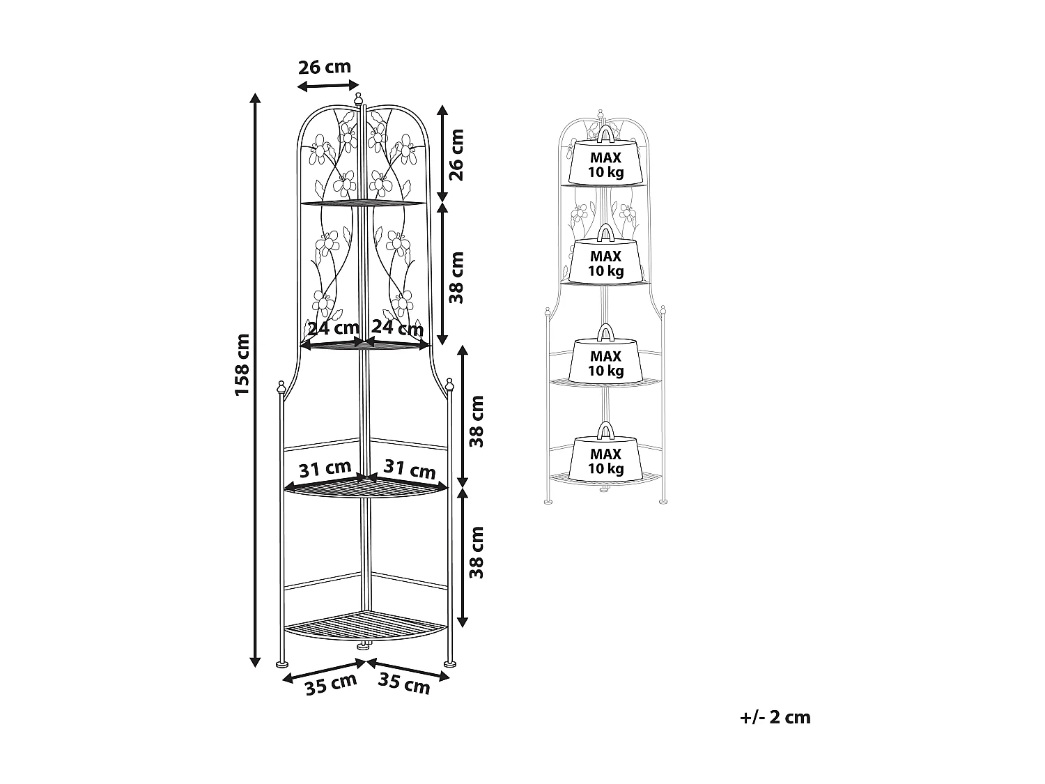 Estantería de esquina BIELLA plegable Metal Blanco