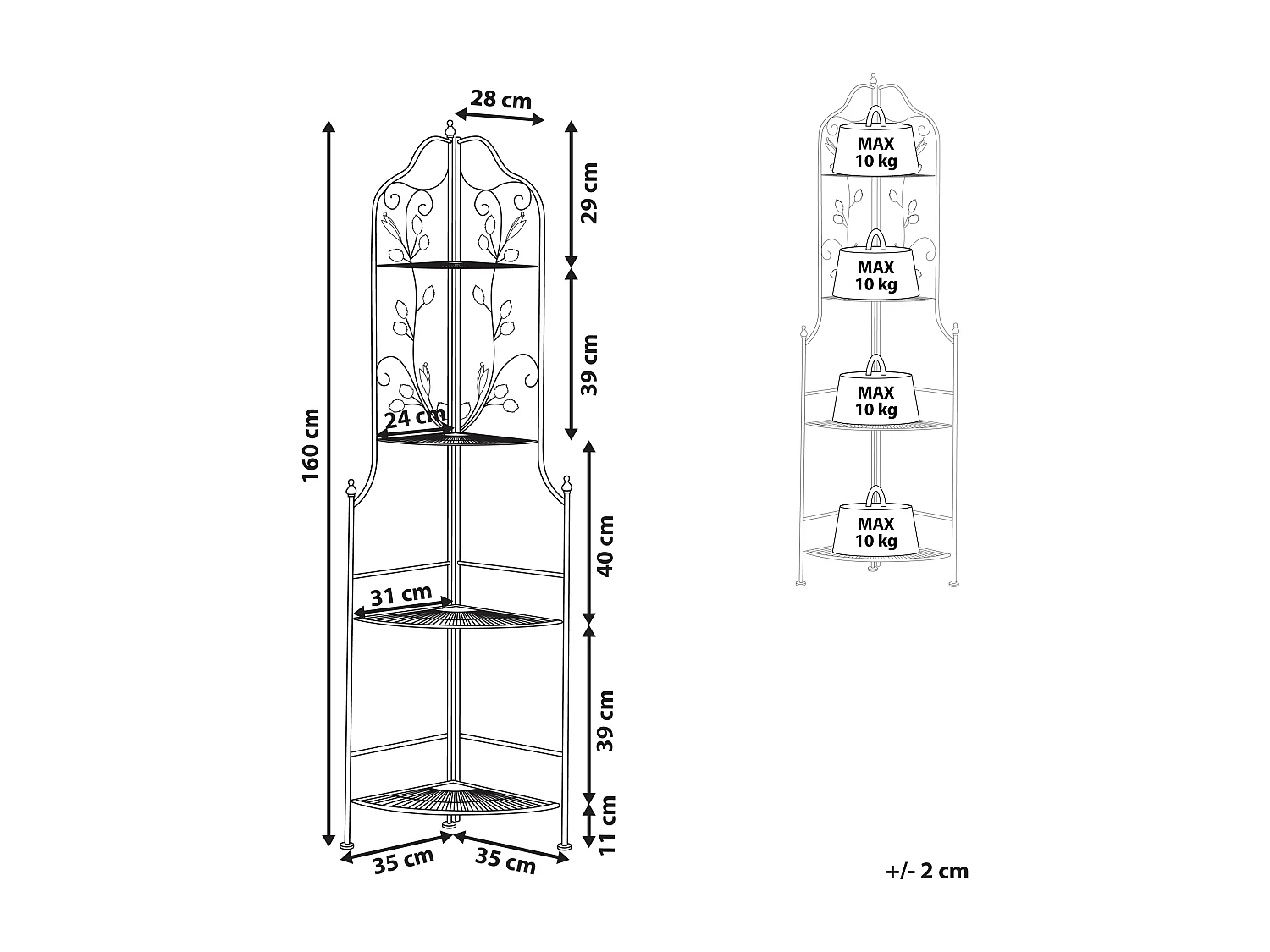 Estantería de esquina SIDERNO plegable Metal Negro