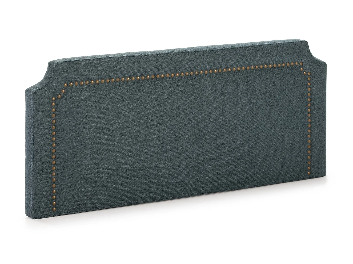Tête de lit tapissée Leonor 160x60 cm Bleu, Clous en Marron