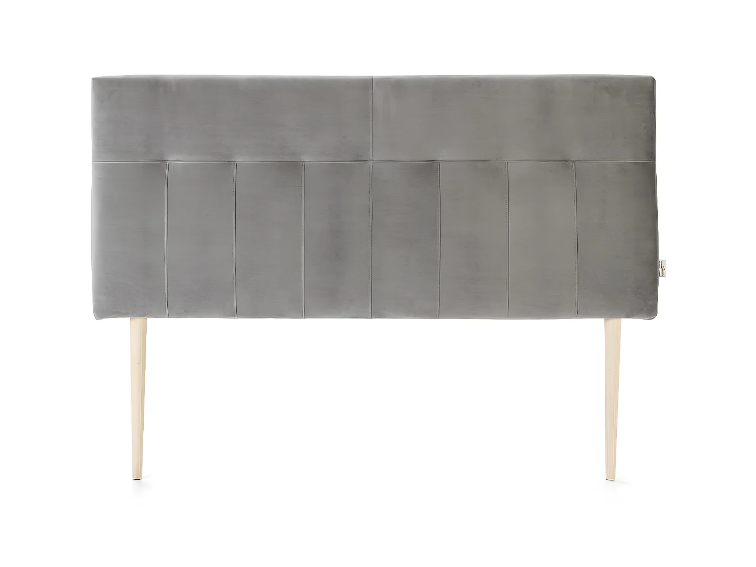 Cabeceira estofada Nápoles 140x100 cm Cinza, para Cama 135, Veludo, Pernas de Madeira