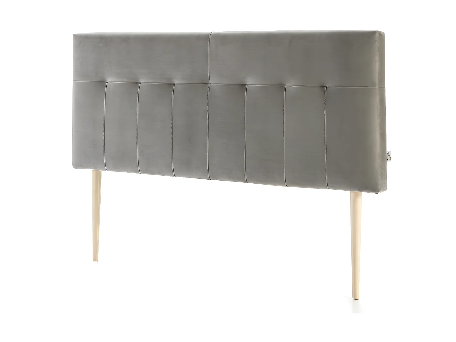 Tête de lit tapissée Napoles 140x100 cm Gris, Velours, Pieds en Bois