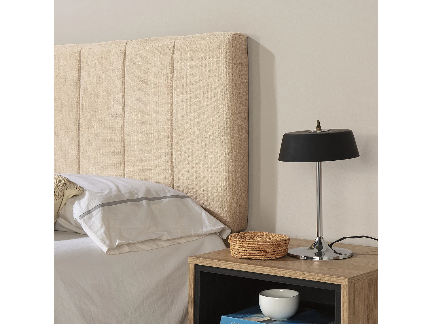 Testiera Creta rivestita in tela 160x60 cm color beige