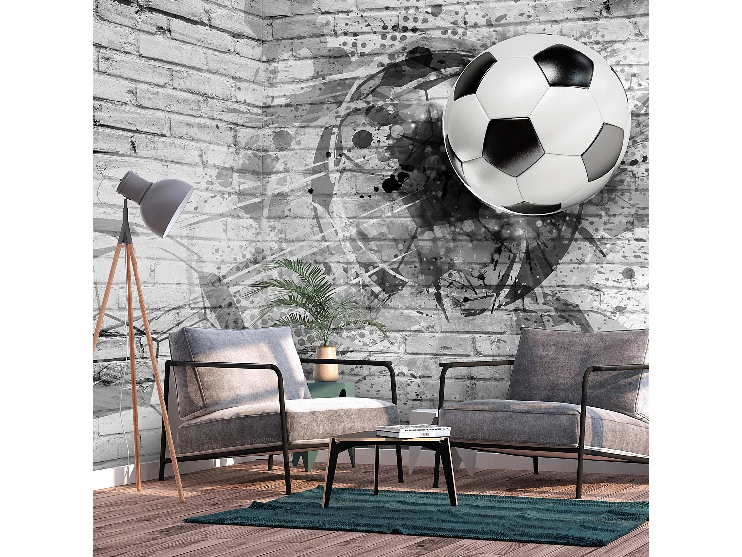 Papier peint adhésif Jeu de football - 147 x 105 cm