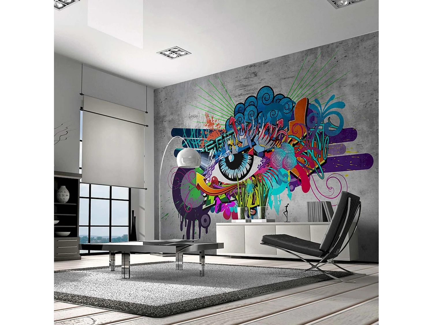 Papier peint adhésif Oeil de graffiti - 147 x 105 cm