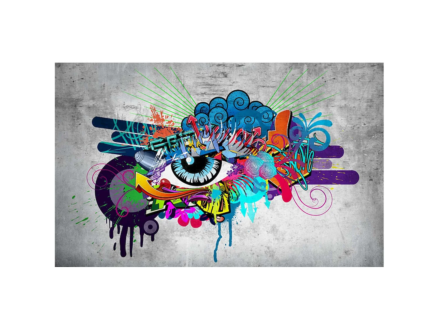 Papier peint adhésif Oeil de graffiti - 147 x 105 cm