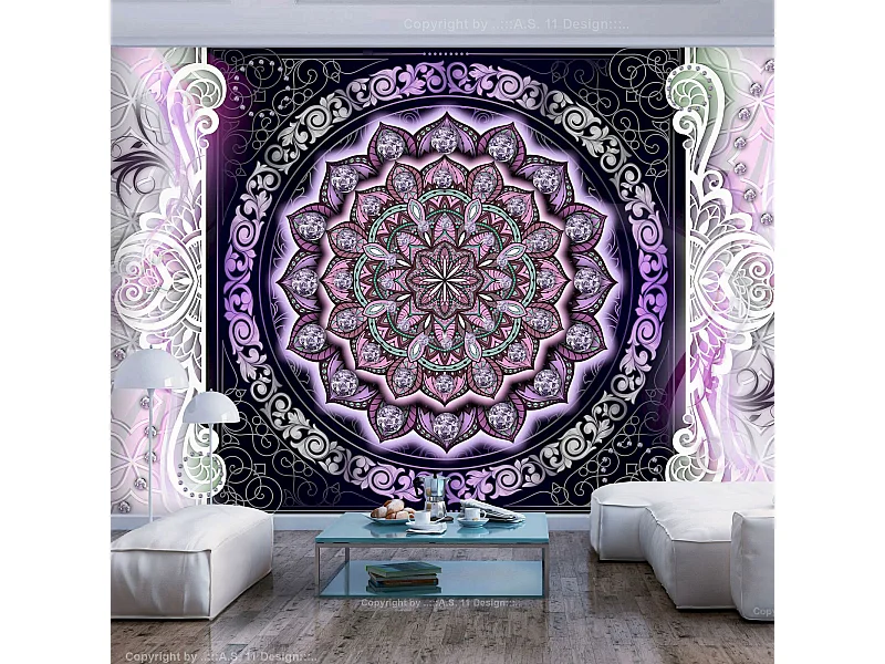 Papier peint adhésif Vitrail rond - 147 x 105 cm