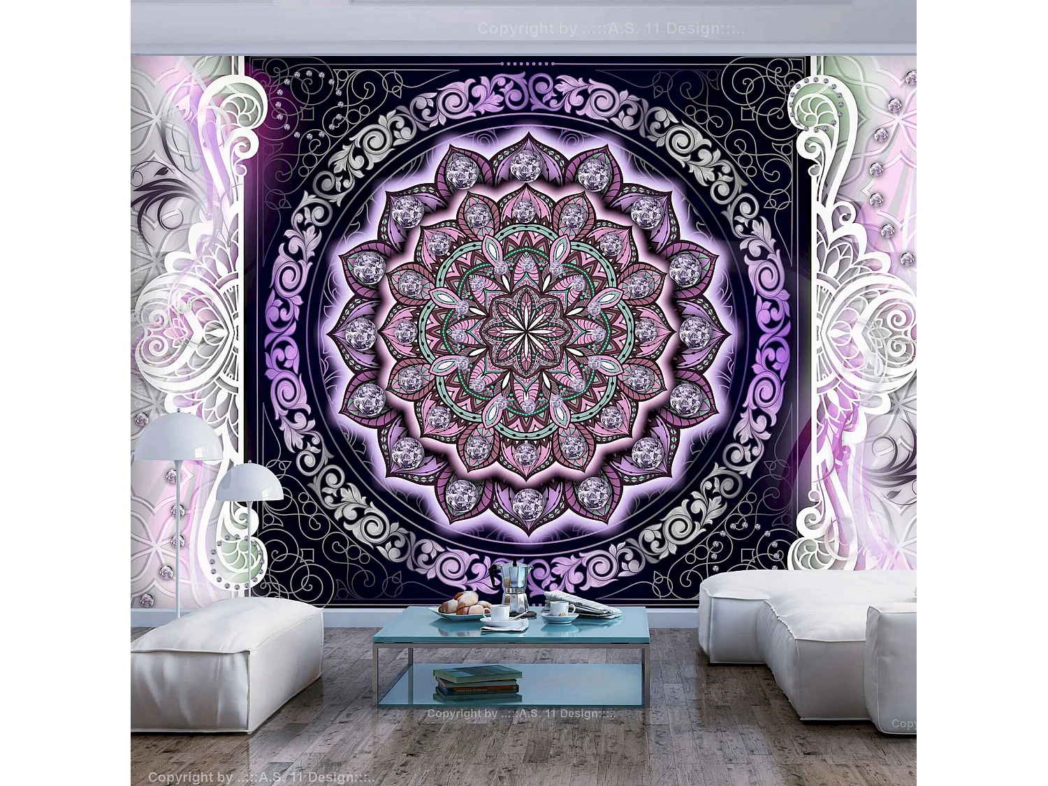 Papier peint adhésif Vitrail rond - 147 x 105 cm