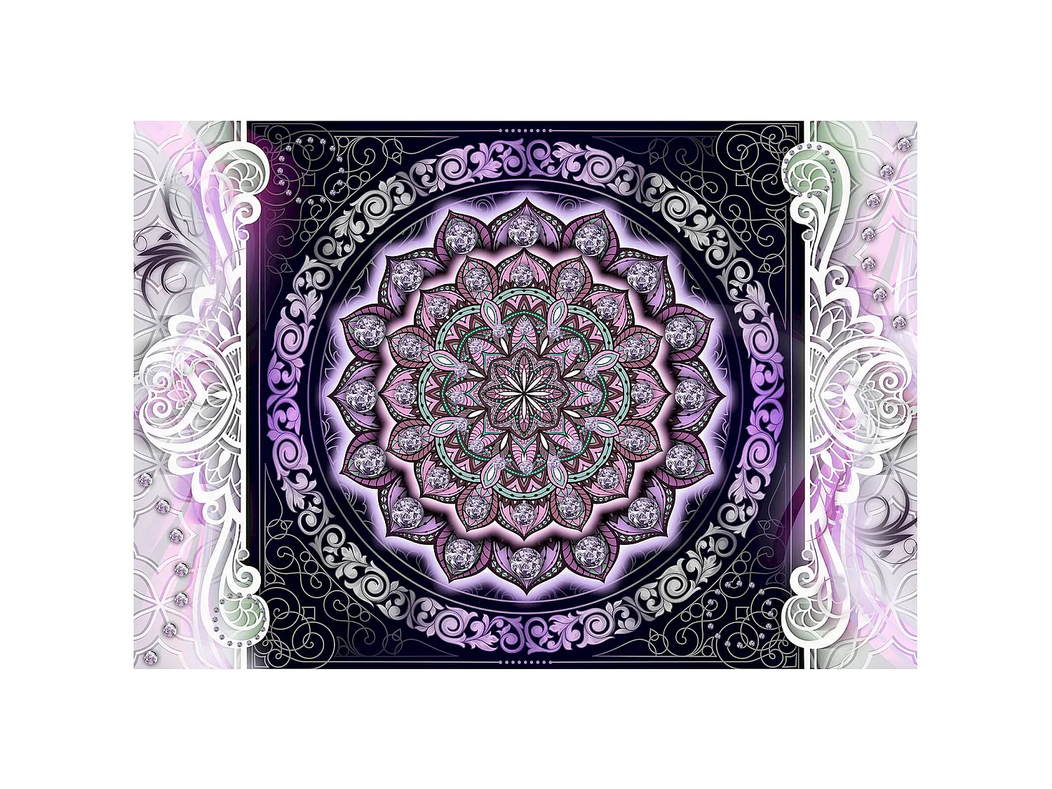 Papier peint adhésif Vitrail rond - 147 x 105 cm