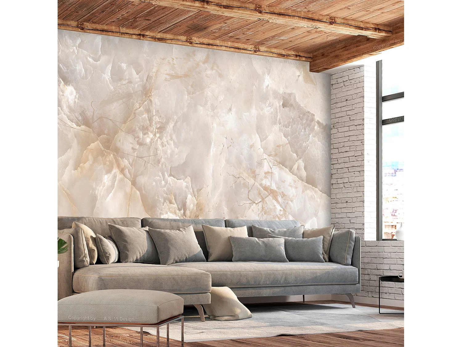 Papier peint adhésif Toned Marble - 196 x 140 cm