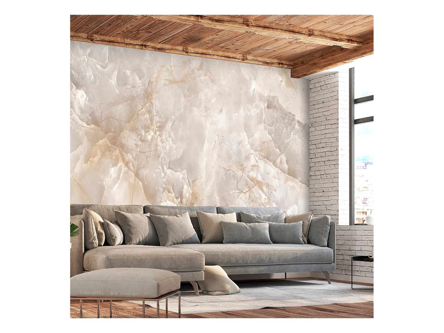 Papier peint adhésif Toned Marble - 196 x 140 cm