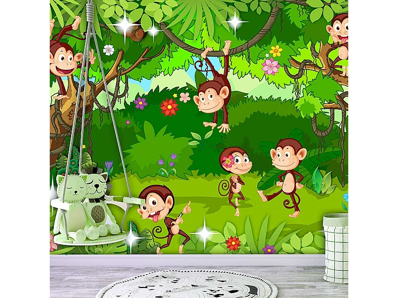 Papier peint adhésif Astuces de singe - 98 x 70 cm