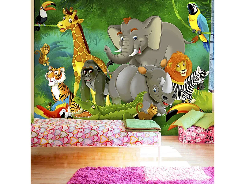 Papier peint adhésif Safari coloré - 147 x 105 cm