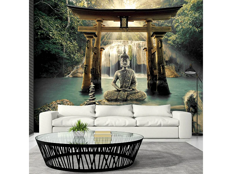 Papier peint adhésif Bouddha a souri - 98 x 70 cm