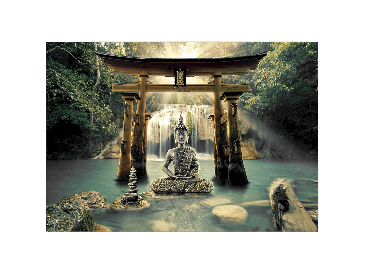 Papier peint adhésif Bouddha a souri - 98 x 70 cm