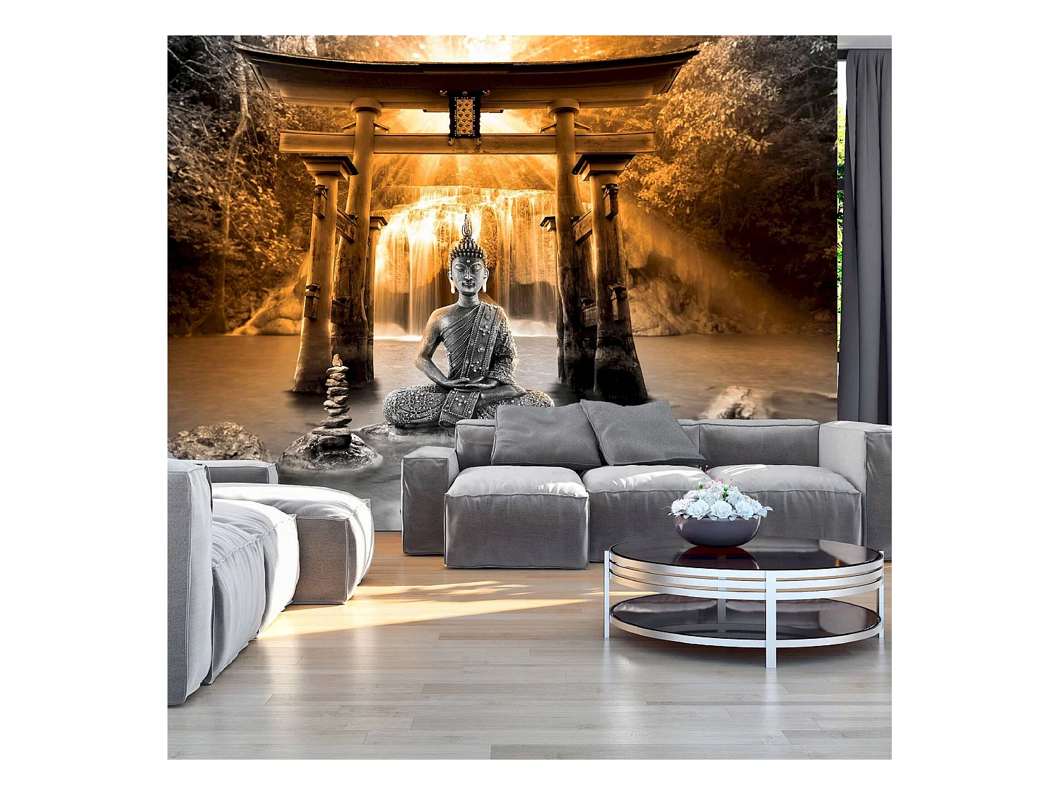 Papier peint adhésif Sourire de bouddha - 392 x 280 cm