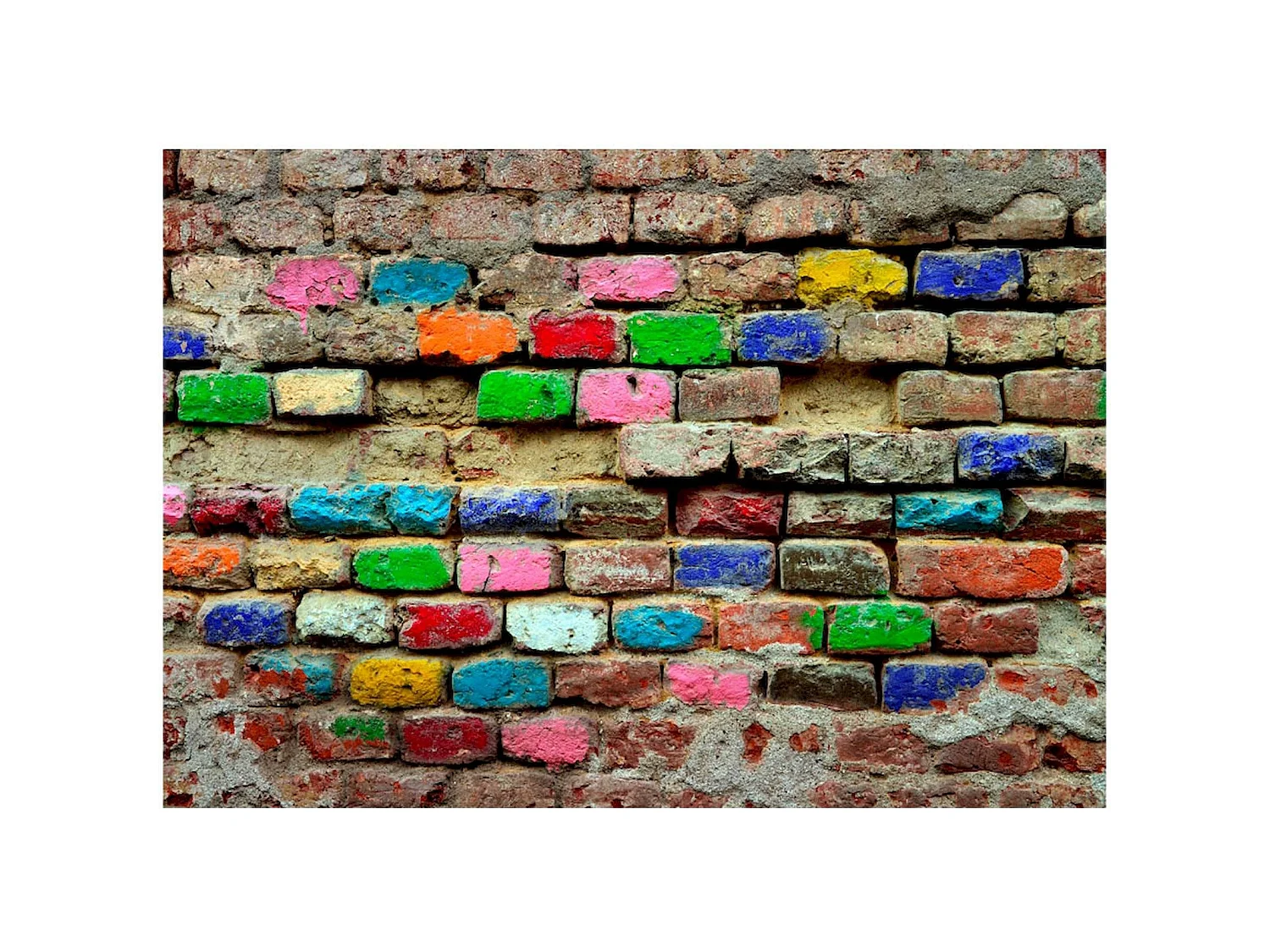 Papier peint adhésif Briques colorées - 98 x 70 cm