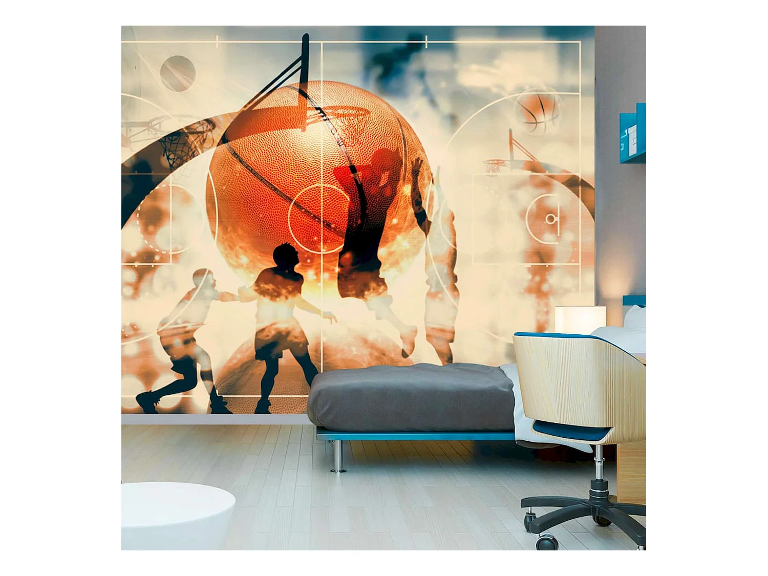 Papier peint adhésif J'adore le panier ! - 98 x 70 cm