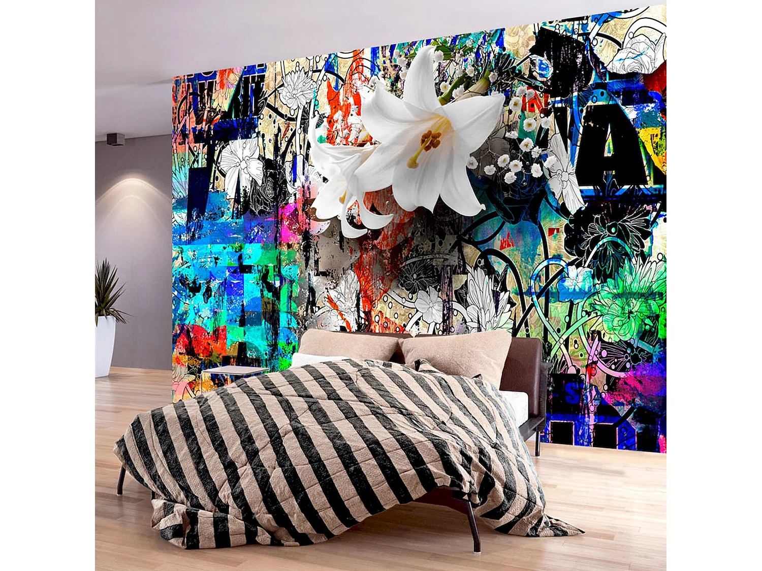 Papier peint adhésif Lys urbain - 147 x 105 cm