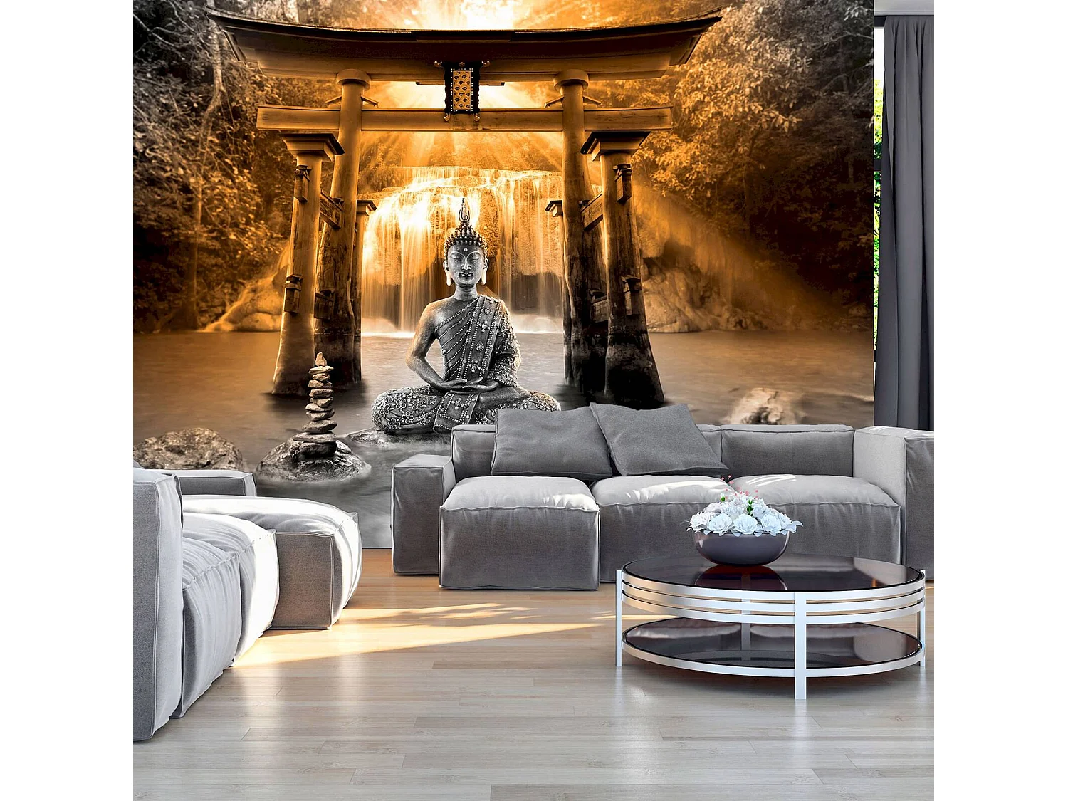 Papier peint adhésif Sourire de bouddha - 147 x 105 cm