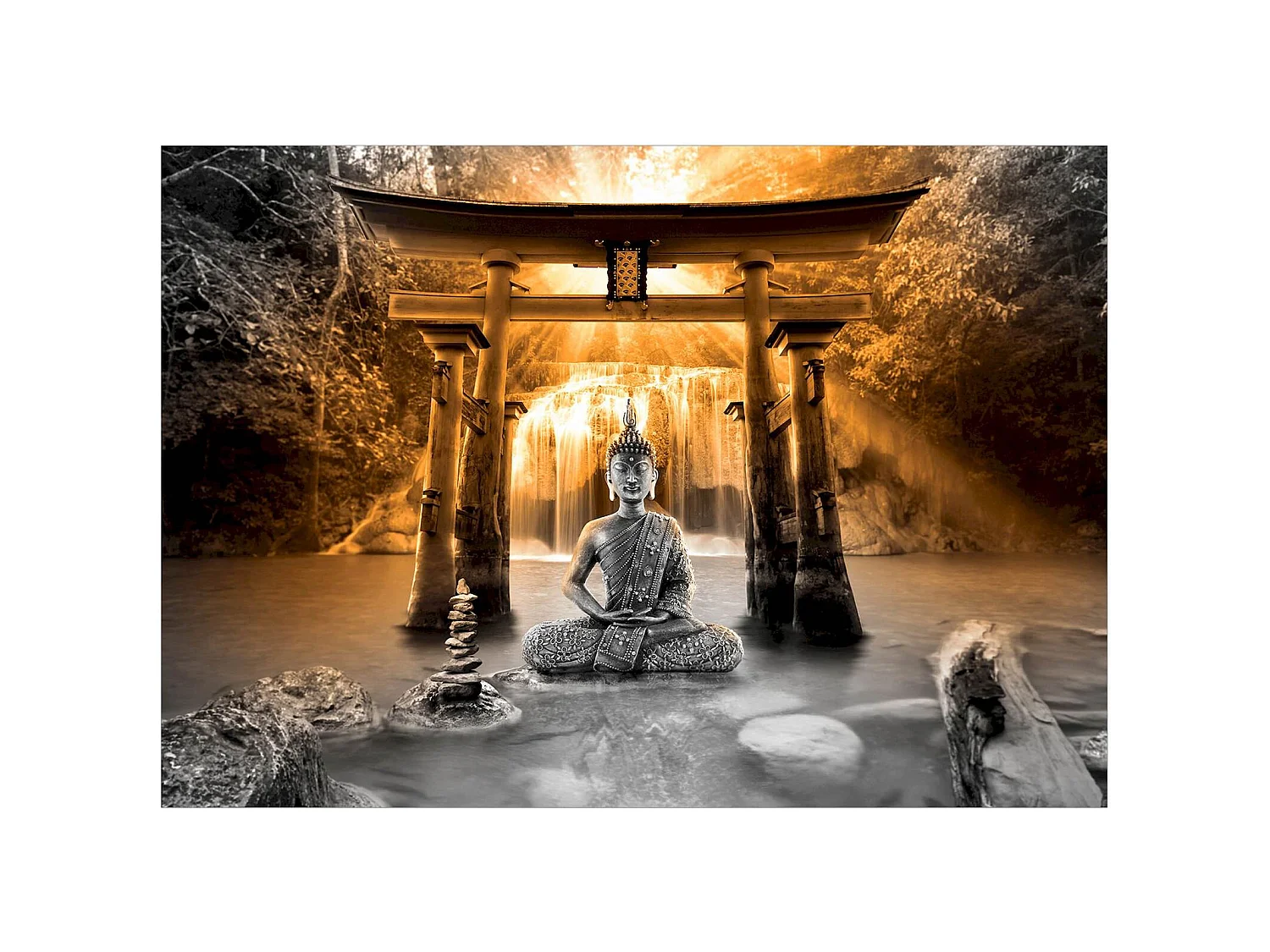 Papier peint adhésif Sourire de bouddha - 147 x 105 cm