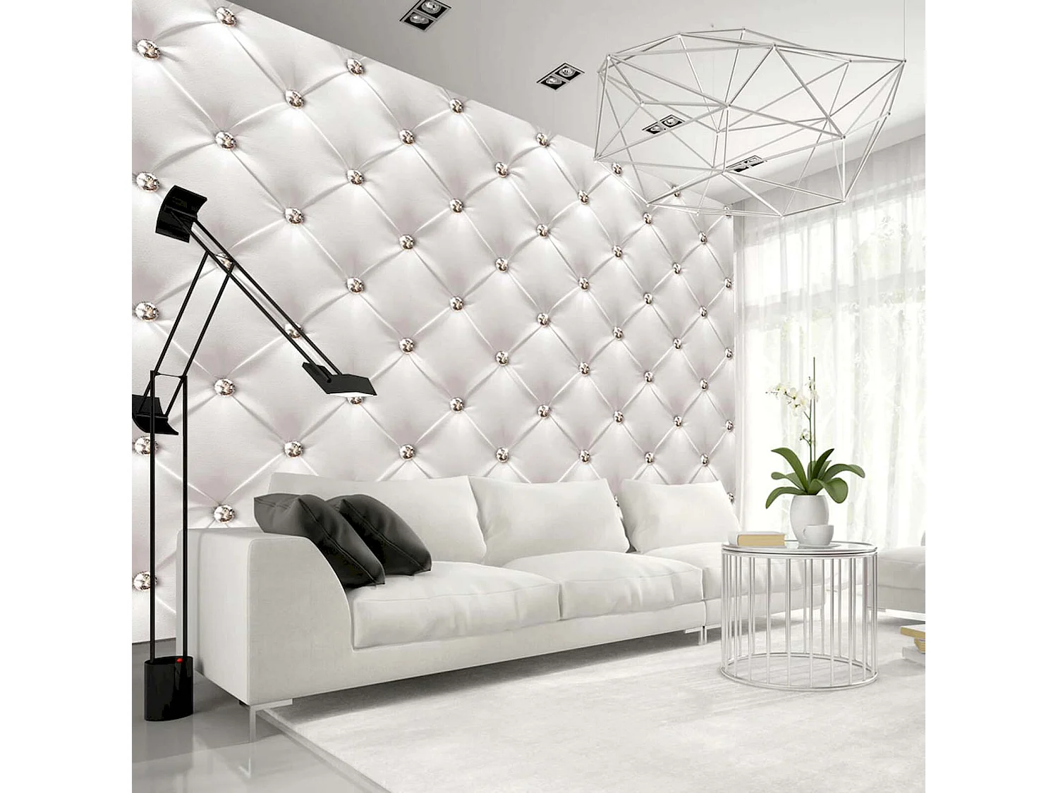 Papier peint adhésif Élégance blanche - 147 x 105 cm