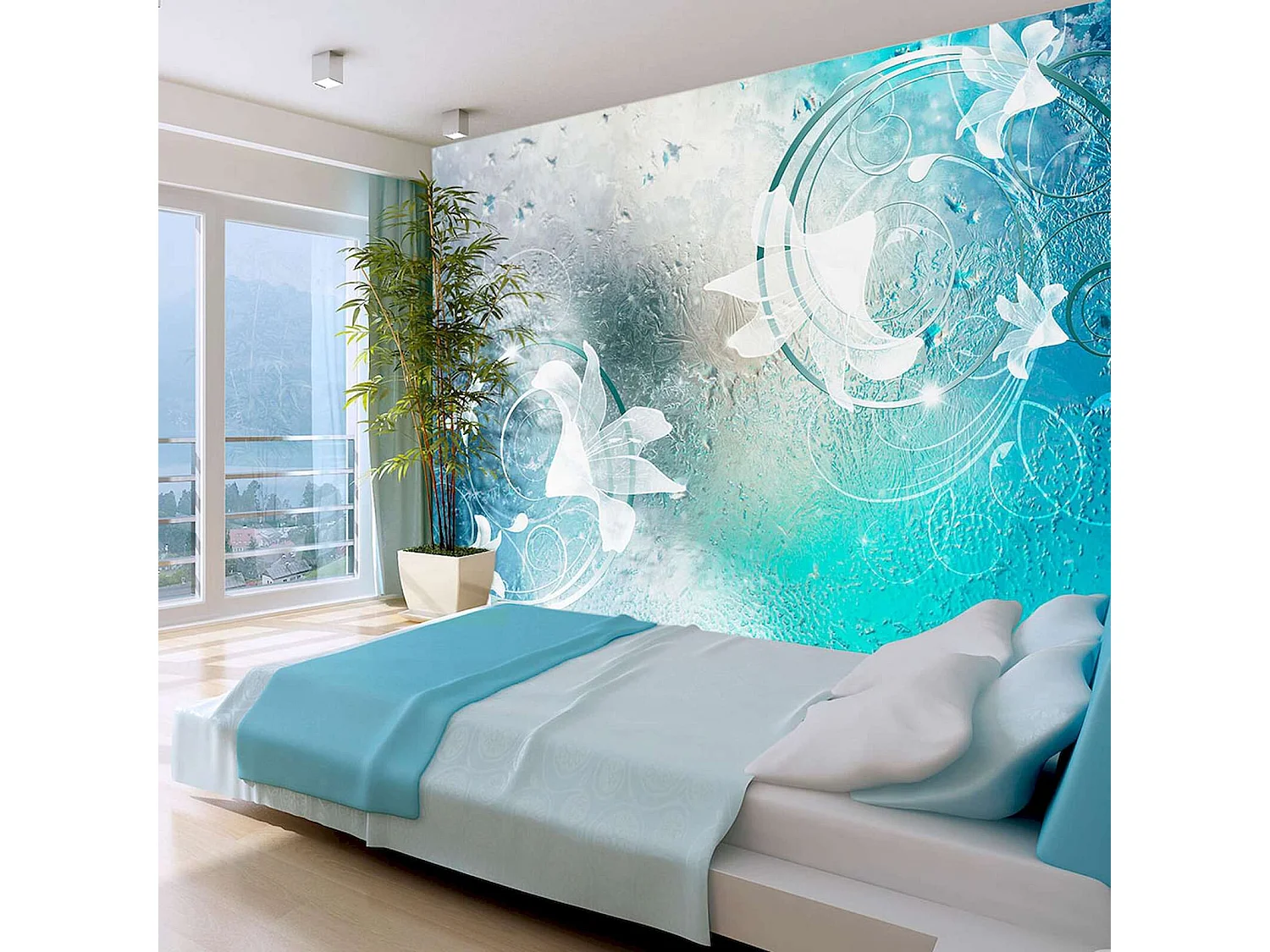 Papier peint adhésif Fleurs d'hiver - 147 x 105 cm