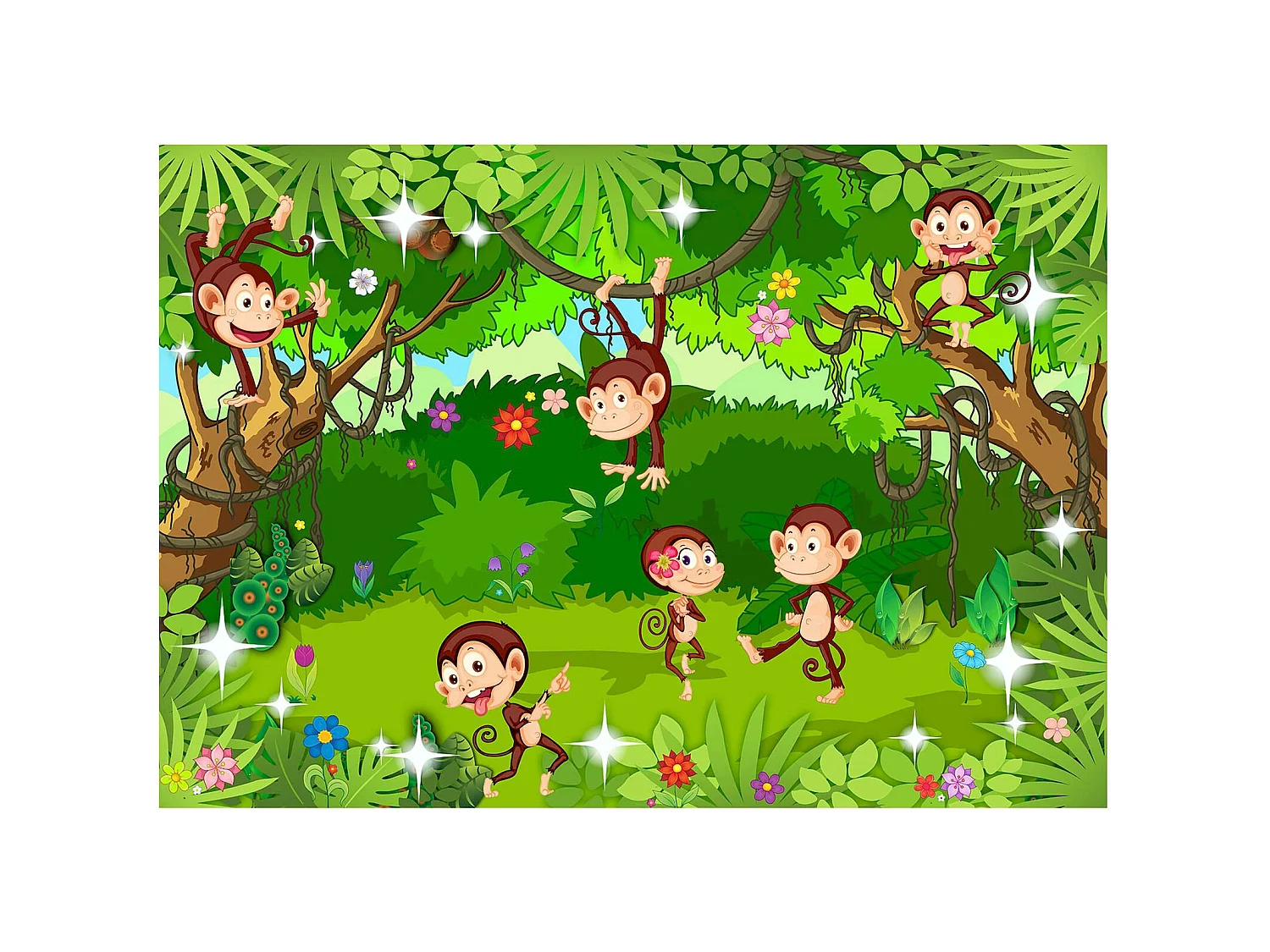 Papier peint adhésif Astuces de singe - 147 x 105 cm