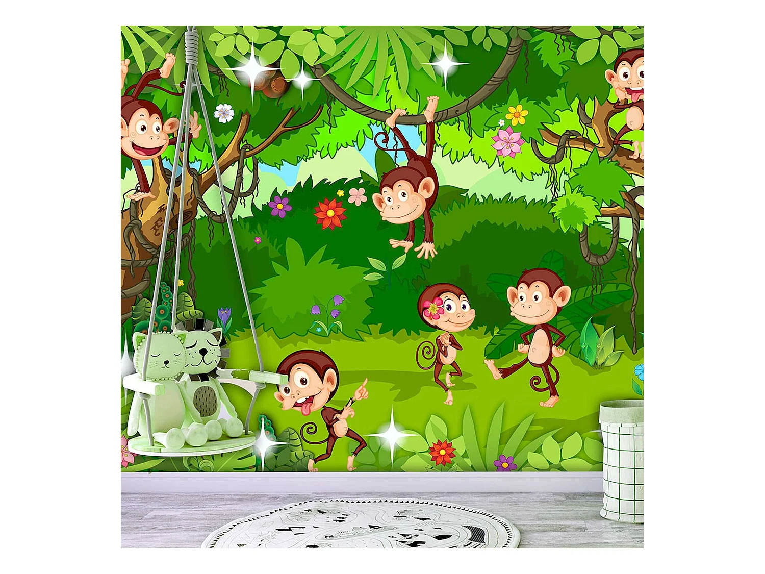 Papier peint adhésif Astuces de singe - 147 x 105 cm