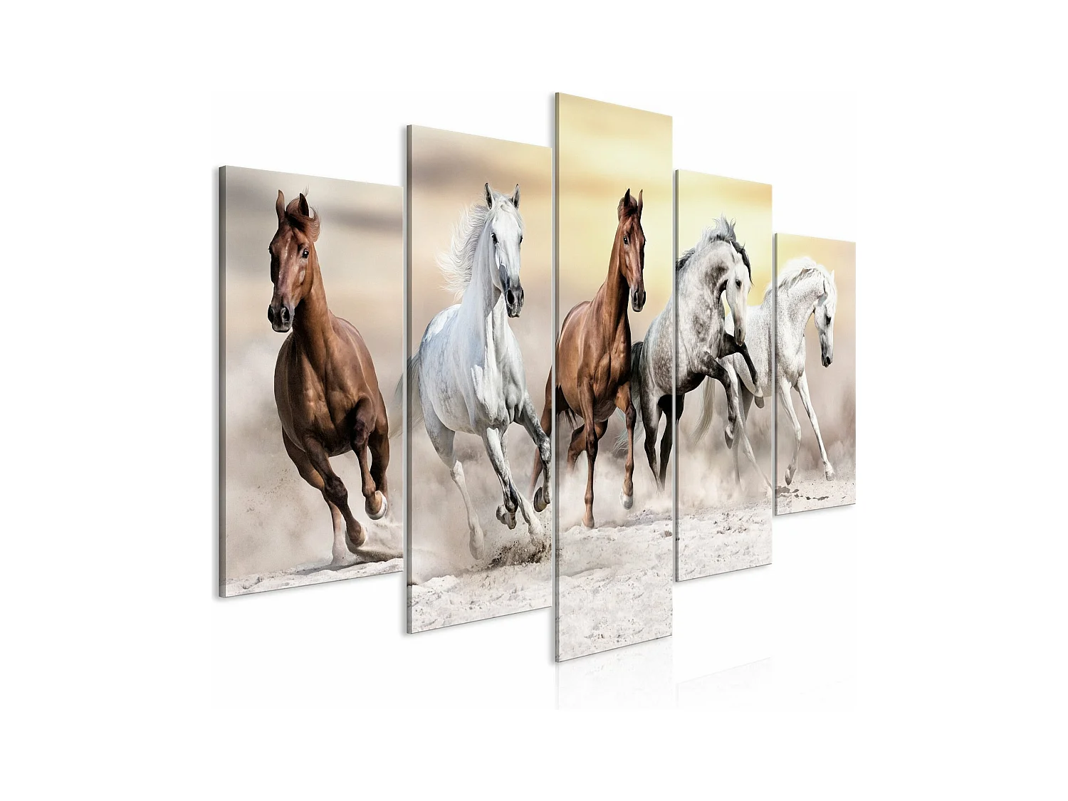 Tableau Flock of Horses (5 Parts) Wide - 100 x 50 cm
