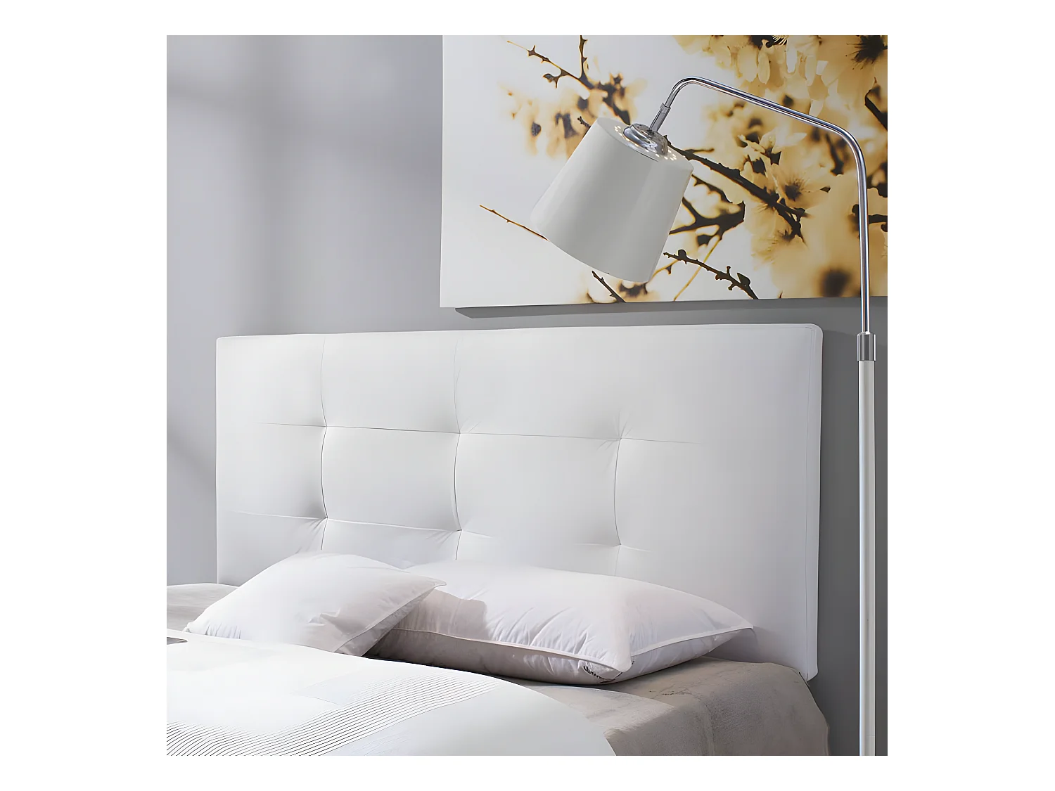 Tête de lit Carla 160x60 cm Blanc, rembourrée de Mousse