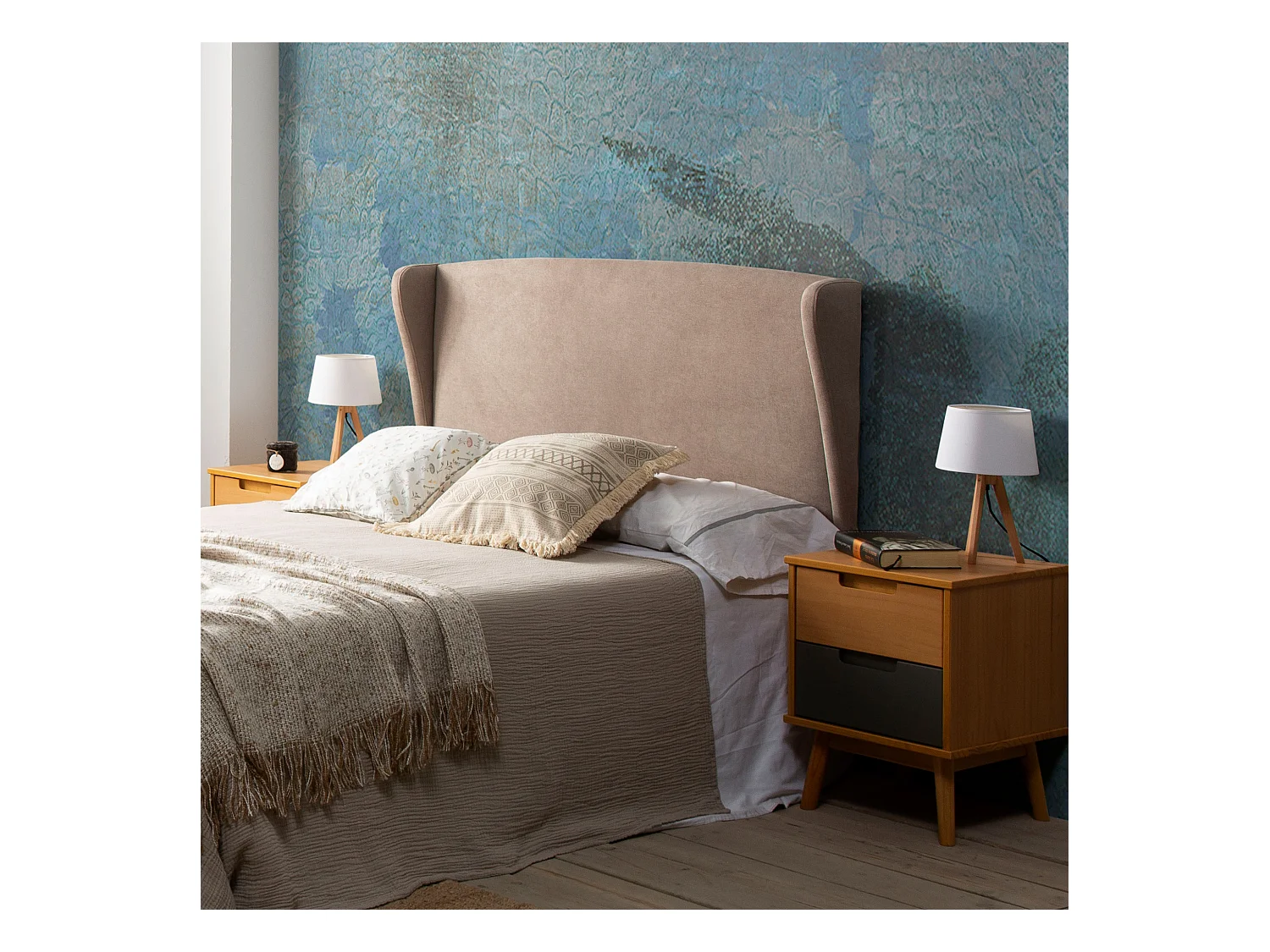 Tête de lit tapissée Munich Oreiller 140x60 cm Couleur Beige