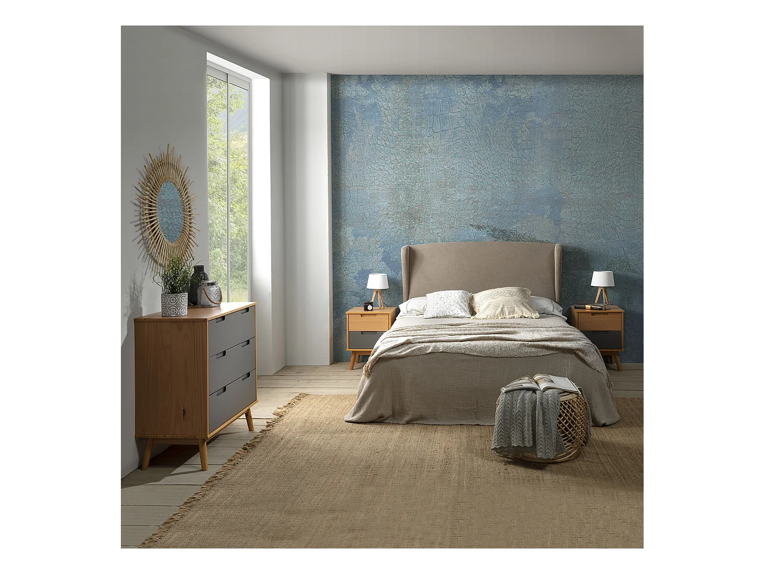 Tête de lit tapissée Munich Oreiller 140x60 cm Couleur Beige
