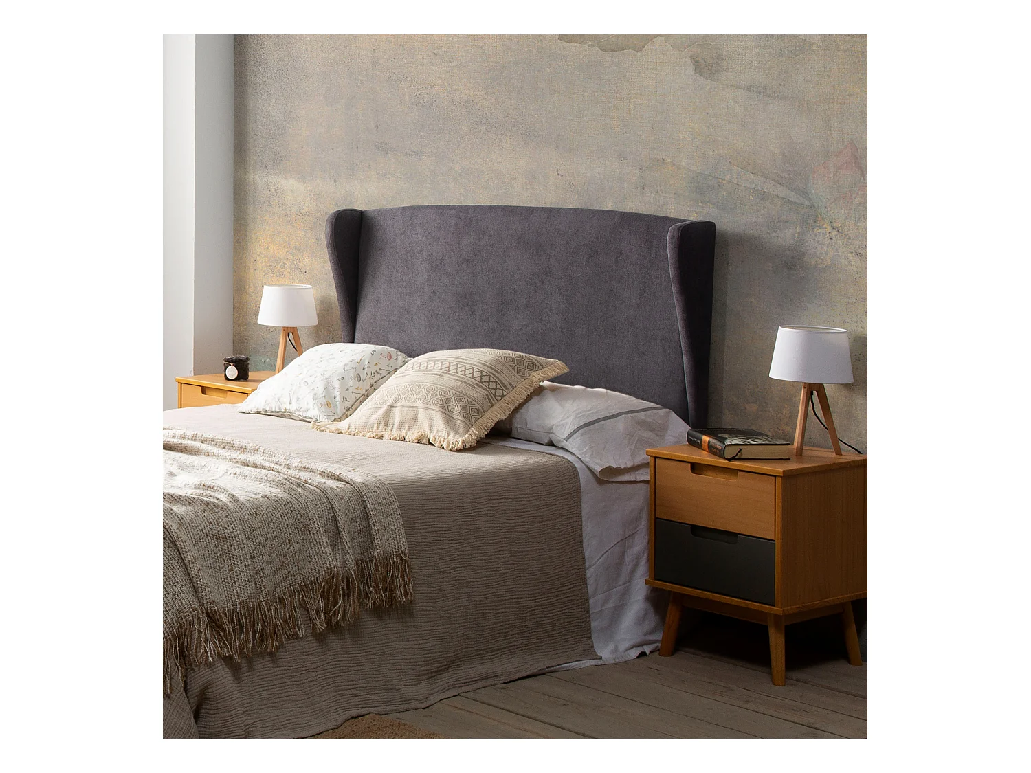 Tête de lit tapissée Munich Oreiller 140x60 cm Couleur Gris Foncé