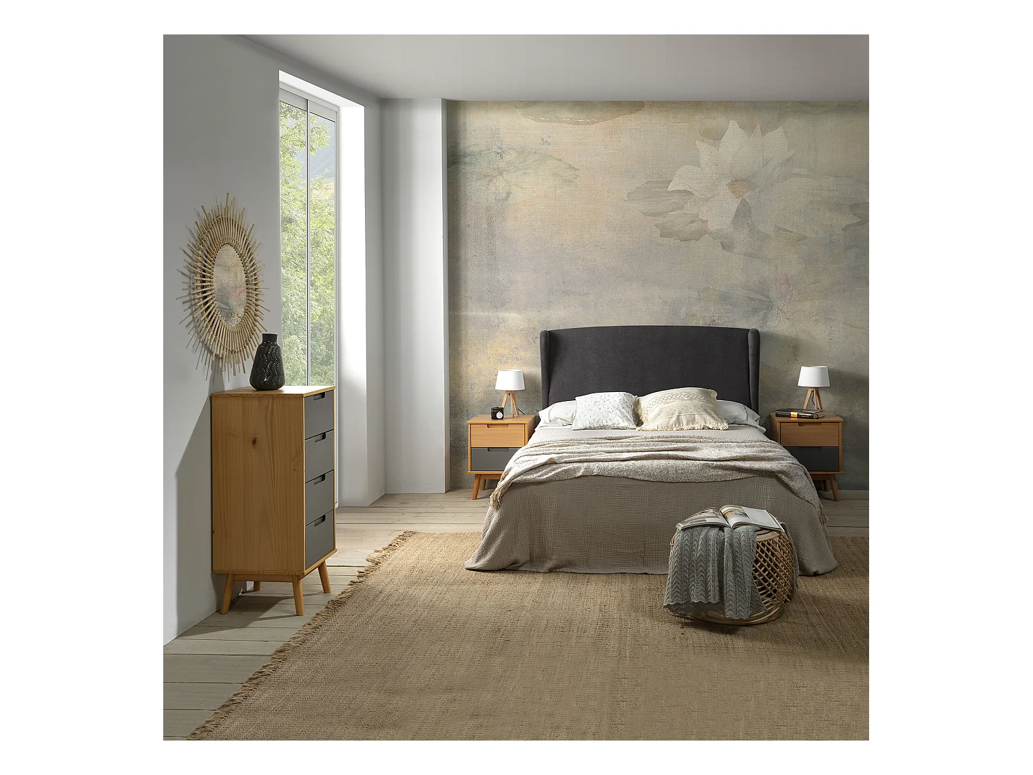 Tête de lit tapissée Munich Oreiller 140x60 cm Couleur Gris Foncé