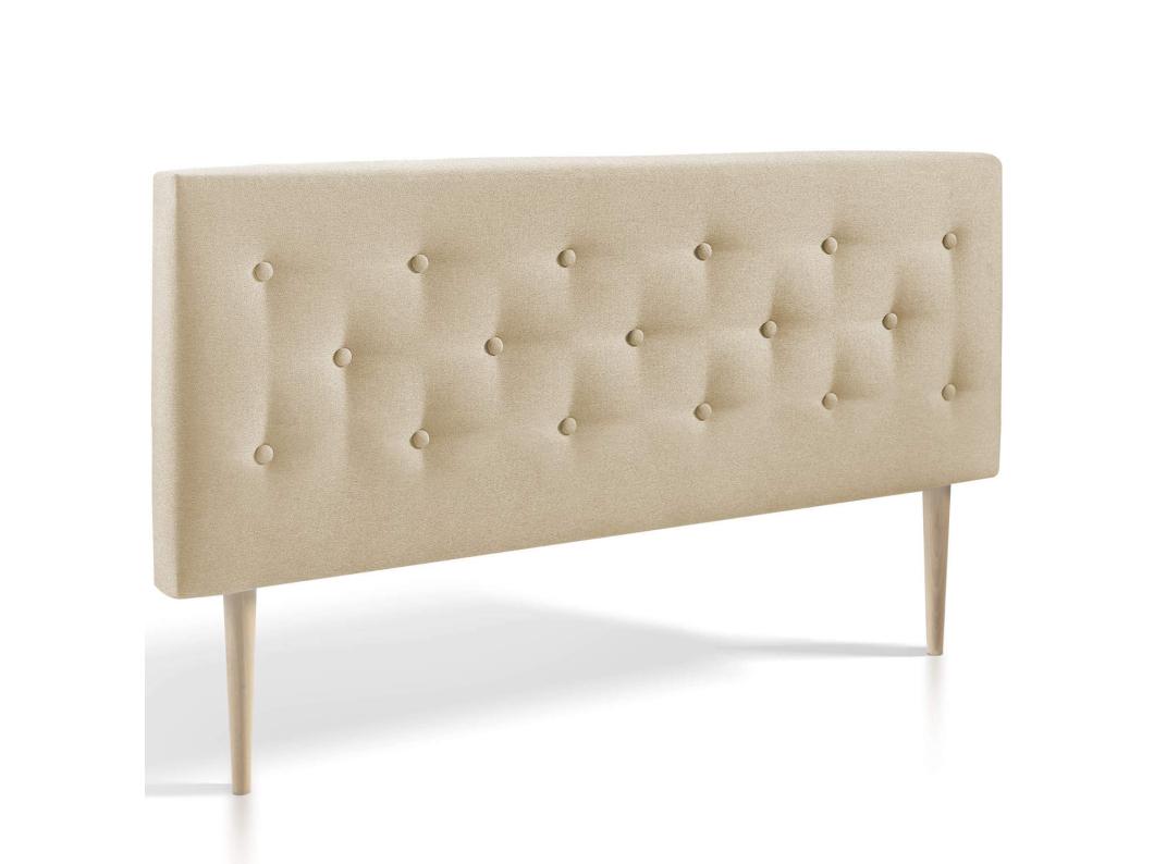 Osbeklede hoofdeinde 140x100 cm, capiton in Beige stof, 8 cm diep.