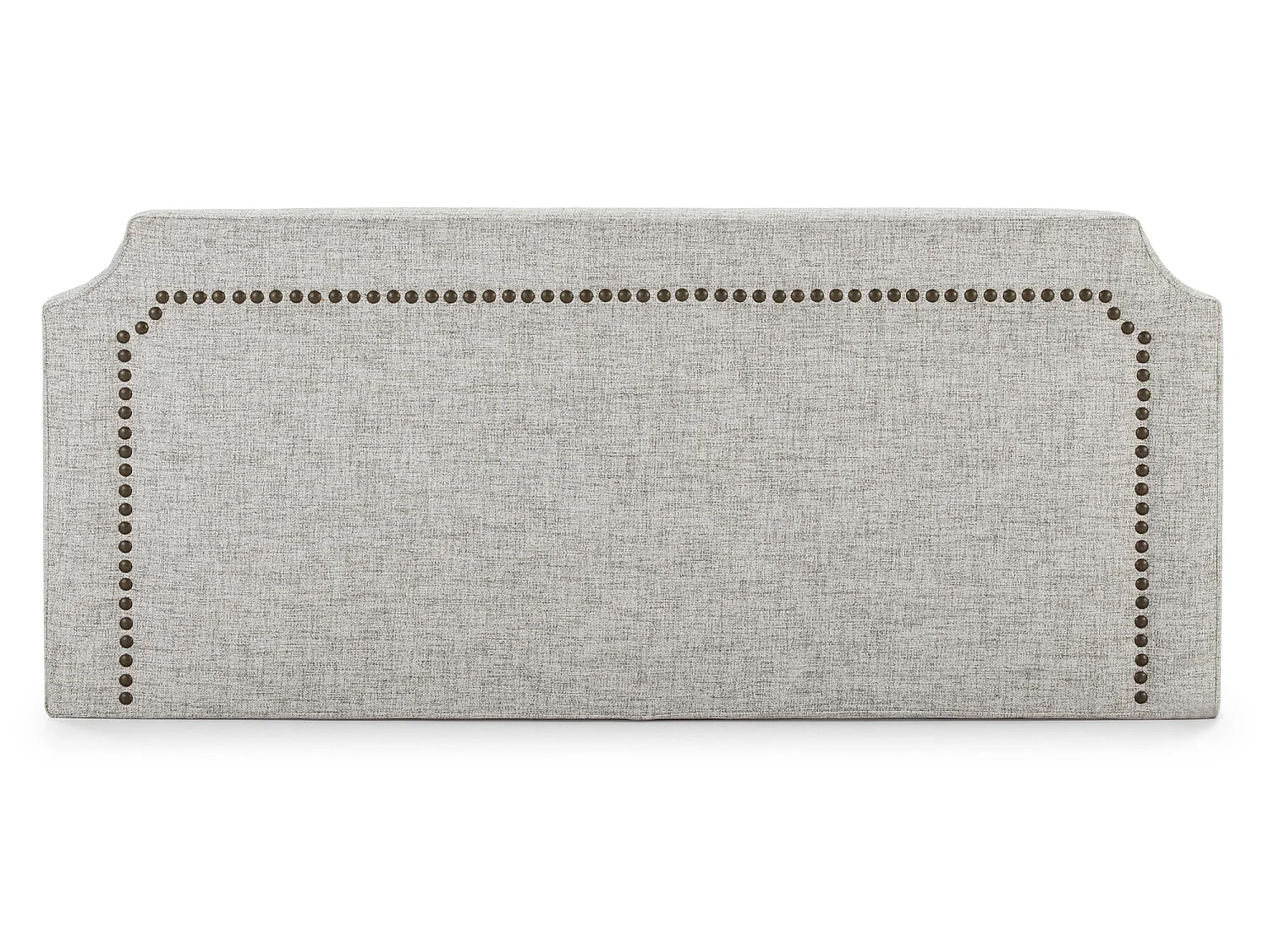 Testiera Leonor rivestita in tela 140x60 cm grigio, bottoni color marrone