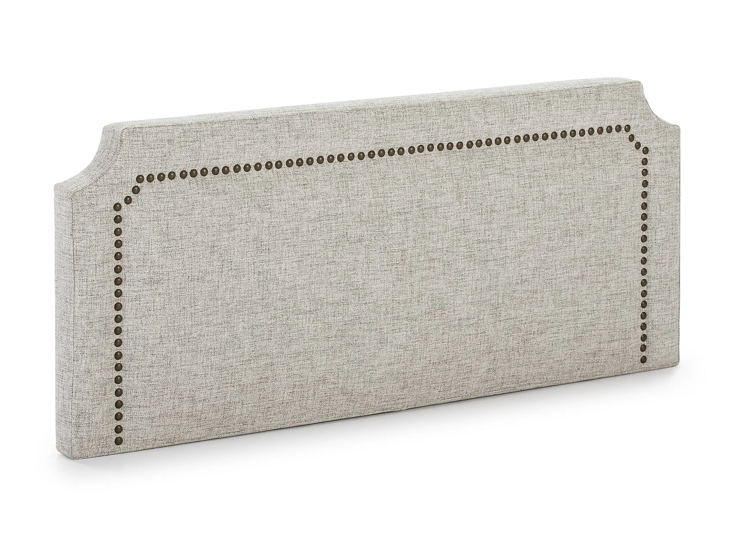 Cabecero tapizado Leonor 140 x 60 cm Gris, Tachuelas en Color Marrón, Grosor Total 8 cm