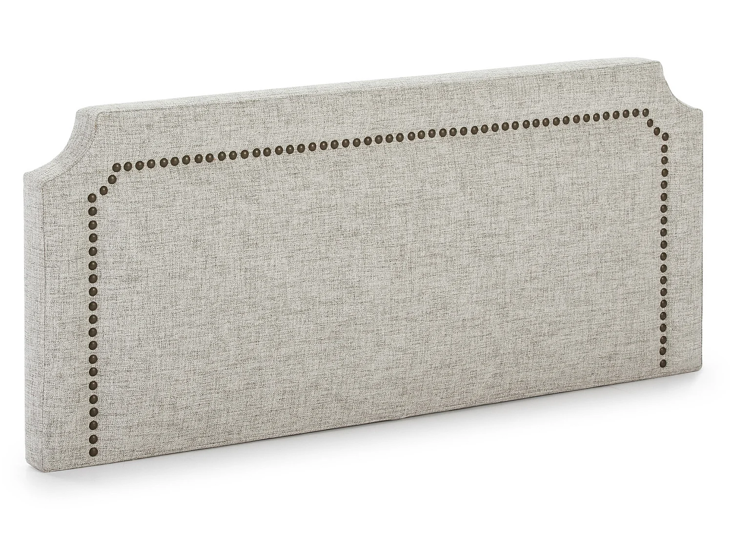 Tête de lit tapissée Leonor 140x60 cm Gris, Clous en Marron