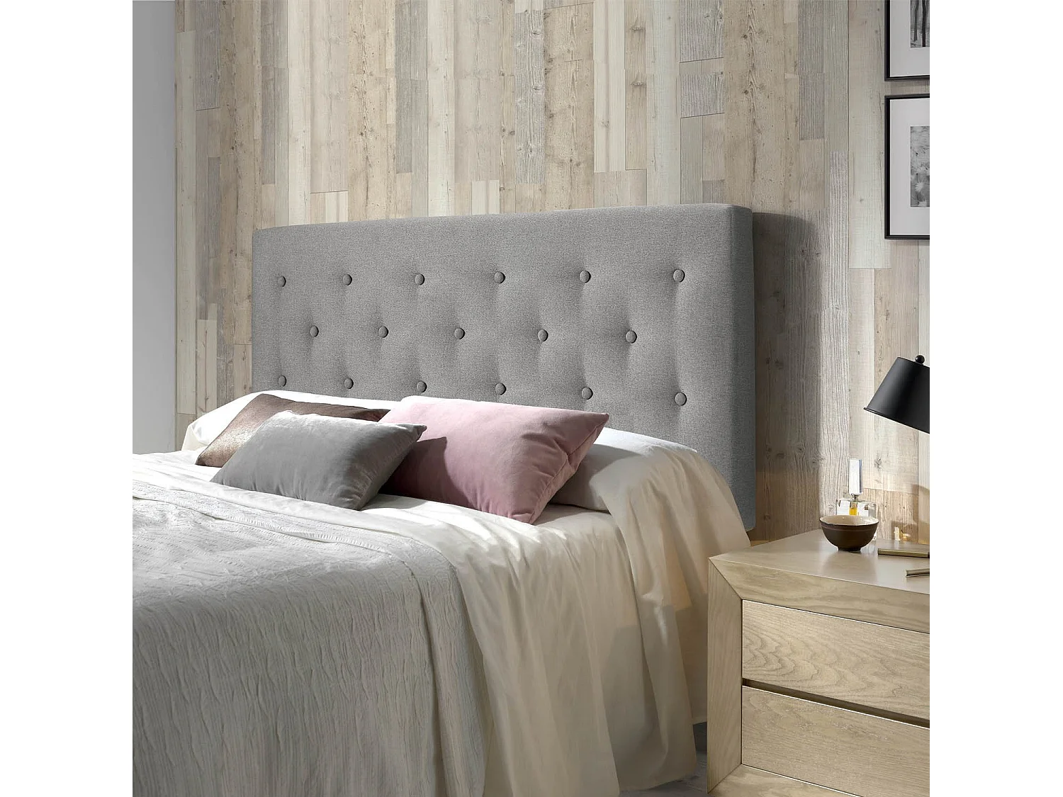 Tête de lit Oslo 160x100 cm, capitonnée Tissu Grey