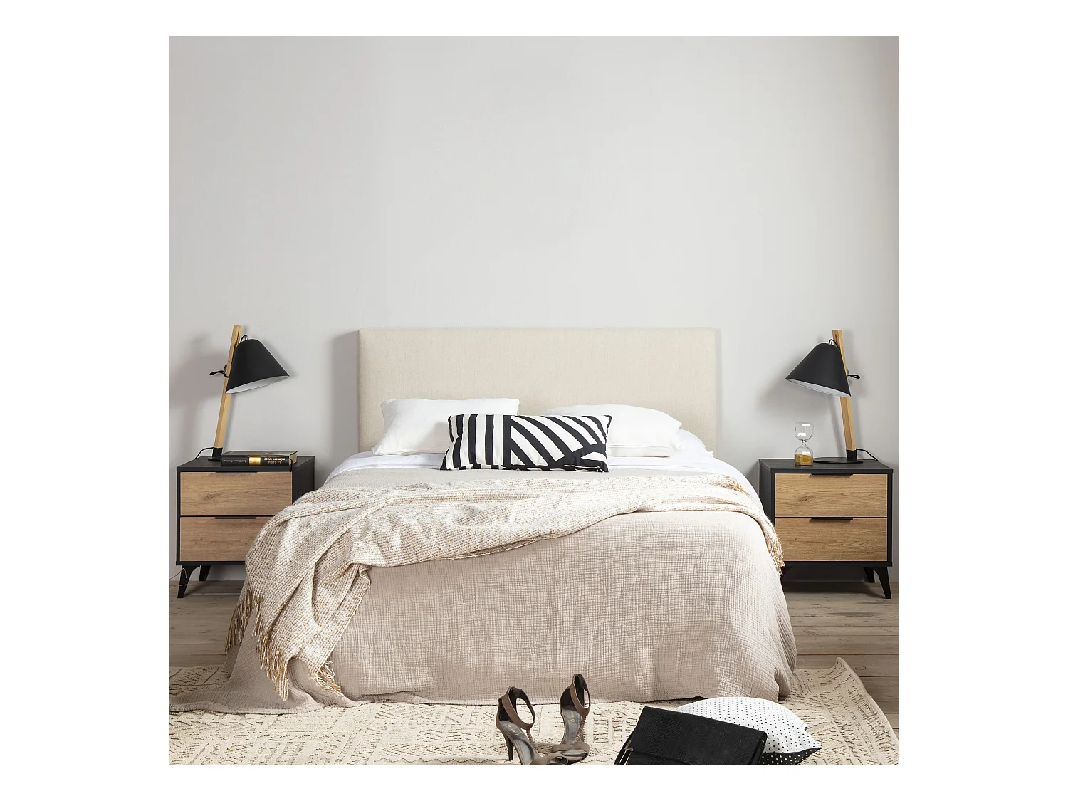 Hoofdeinde bekleed Tagomago 150x60 cm van Natuurlijk Linnen, Gewatteerd met Schuim, 8 cm Dikte