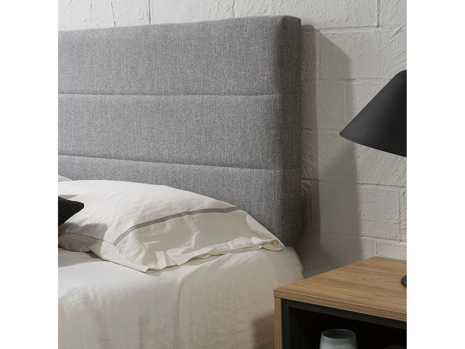 Testiera Miconos rivestita in tela 160x60 cm color grigio